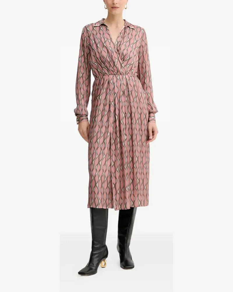 Fracomina long-sleeve patterned midi dress - Rosa Rosa