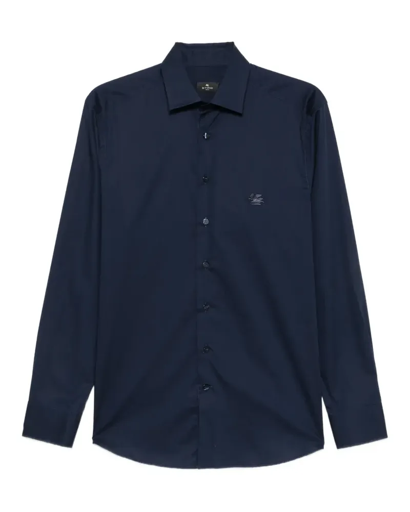 Etro logo-embroidered button-down shirt - Blau Blau
