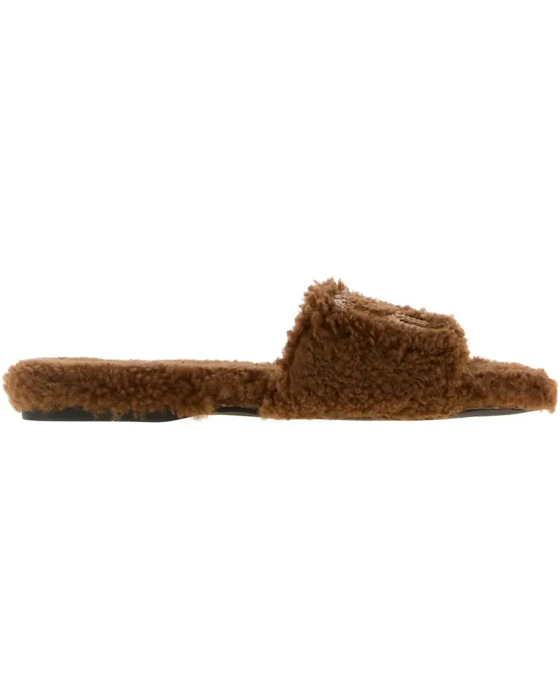 Miu Miu shearling logo-embellished slippers - Braun Braun