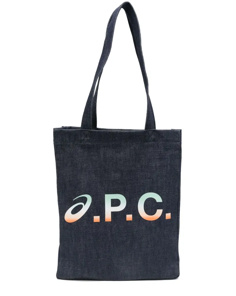 A.P.C. Handtasche mit Logo-Print - Blau Blau