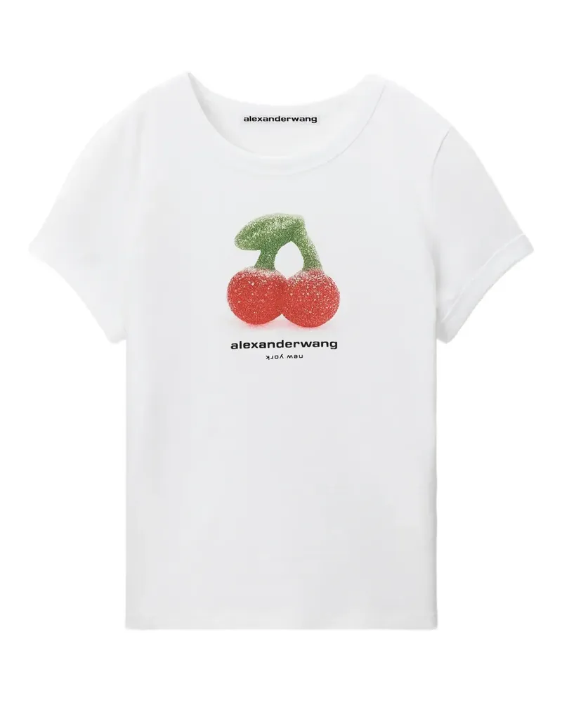 Alexander Wang Schmales T-Shirt mit Kirschgrafik - Weiß Weiß