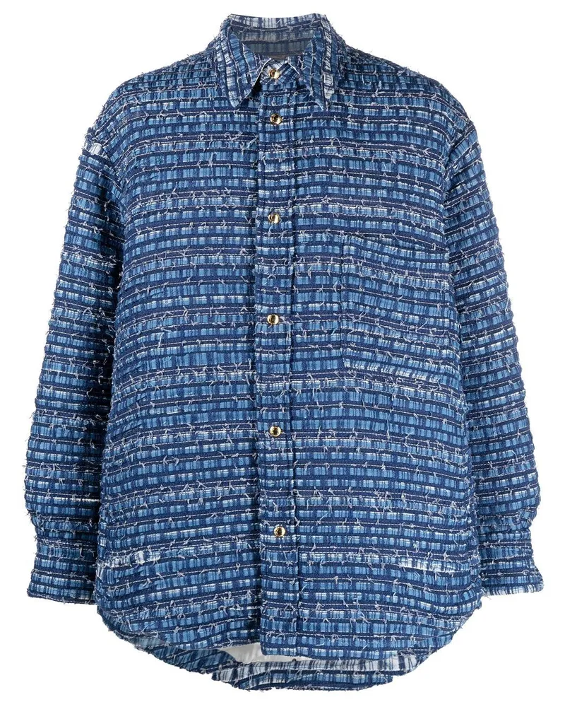 Thom Browne Tweed-Hemdjacke - Blau Blau