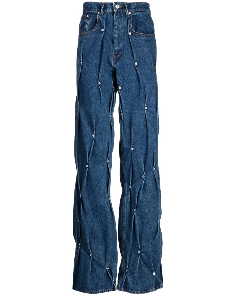 KUSIKOHC Gerade Jeans mit Nieten Blau