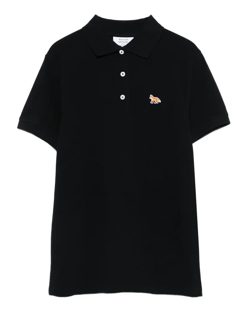 Kitsuné Poloshirt mit Fuchs-Stickerei - Schwarz Schwarz