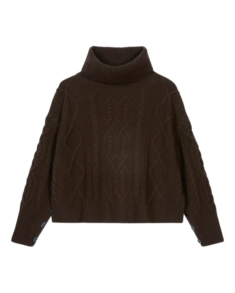 Eric Bompard Rollkragenpullover mit Zopfmuster - Braun Braun