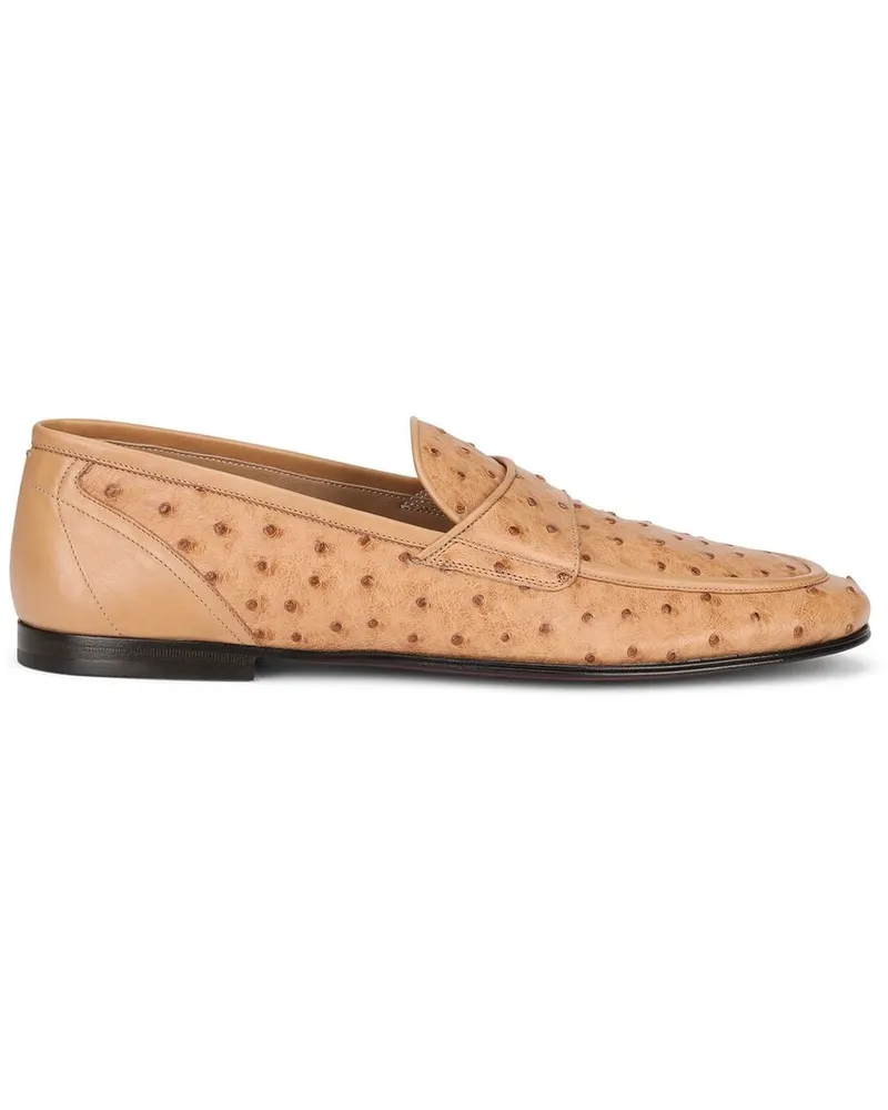 Dolce & Gabbana Strukturierte Slipper aus Leder - Nude Nude