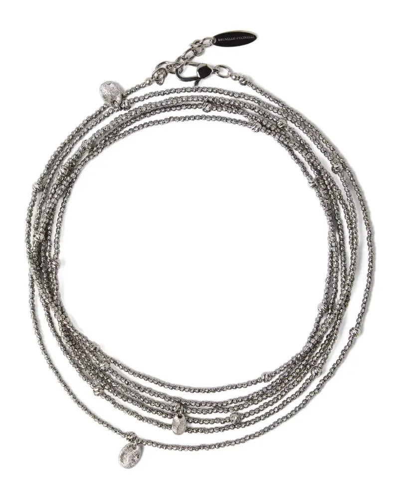 Brunello Cucinelli Armband mit Logo-Schild - Silber Silber