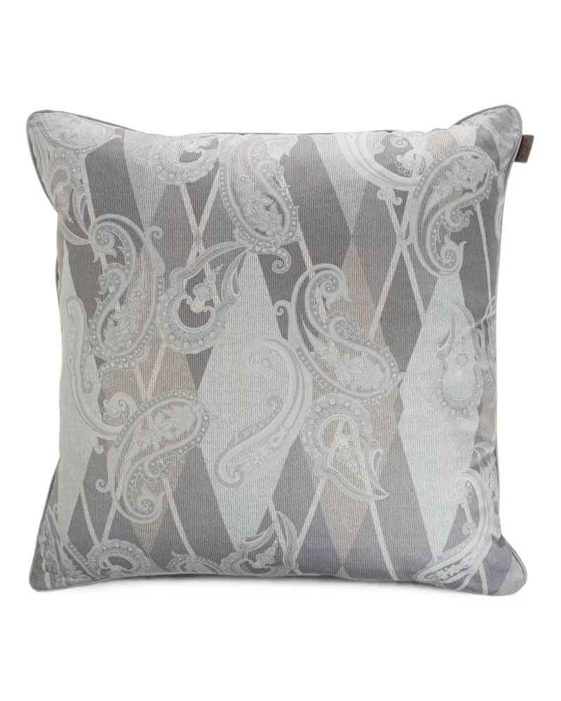 Etro Pegaso embroidered paisley-print cushion - Grau Grau
