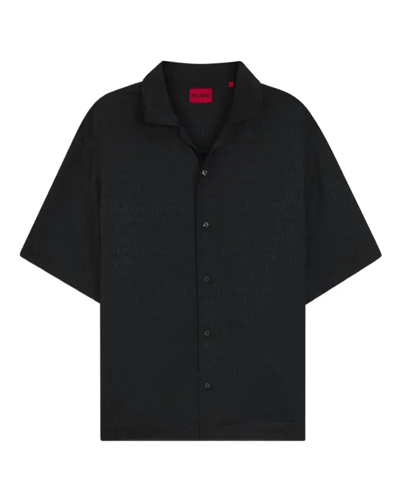 HUGO BOSS logo-jacquard short-sleeve shirt - Schwarz Schwarz