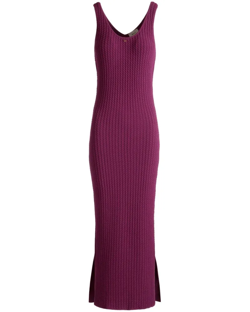 Bally Gestricktes Midikleid mit Logo-Schild - Violett Violett