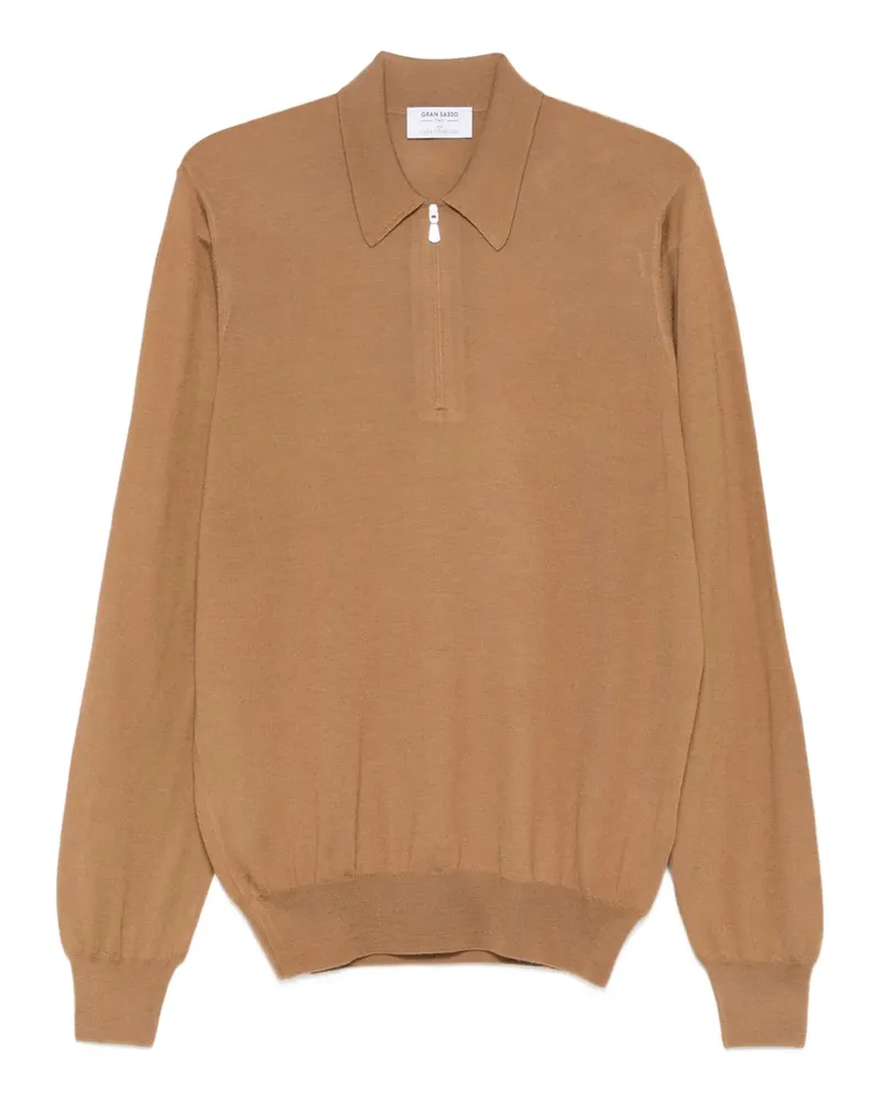 Gran Sasso Polo-Pullover mit kurzem Reißverschluss - Braun Braun