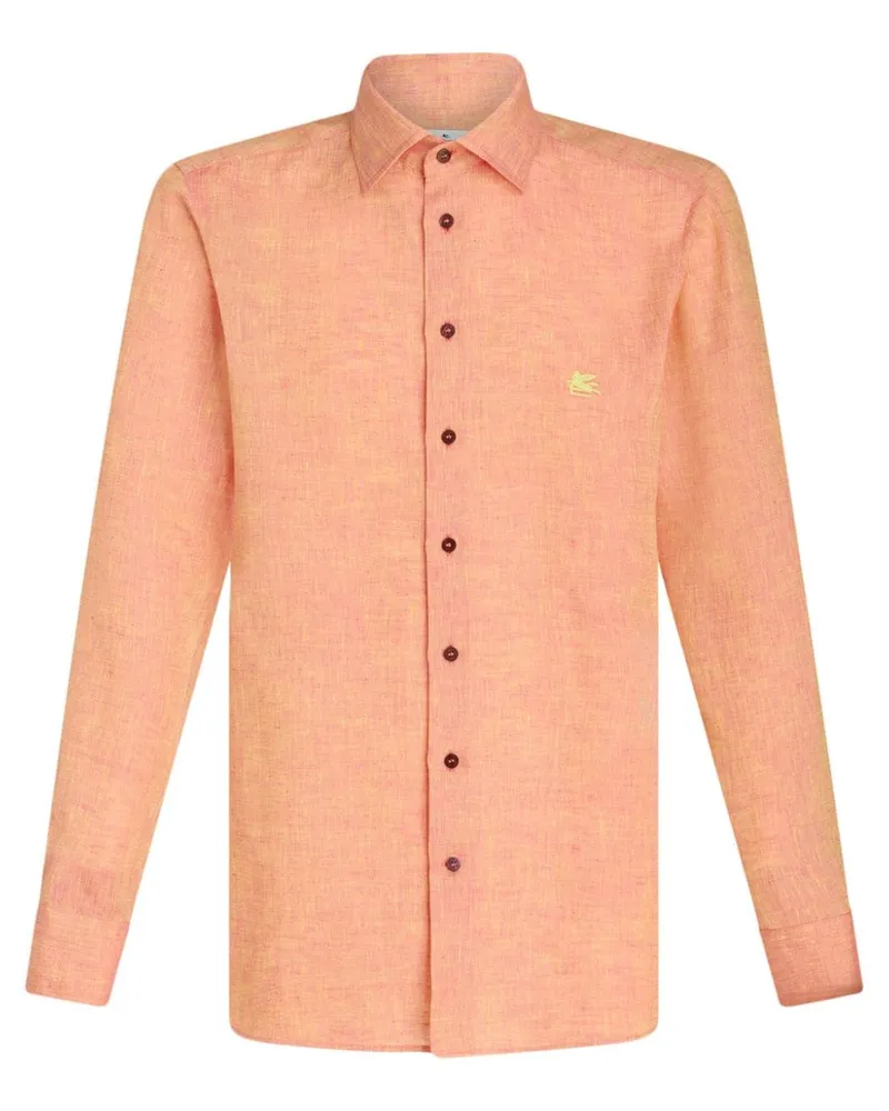 Etro Leinenhemd mit Pegaso-Stickerei - Orange Orange