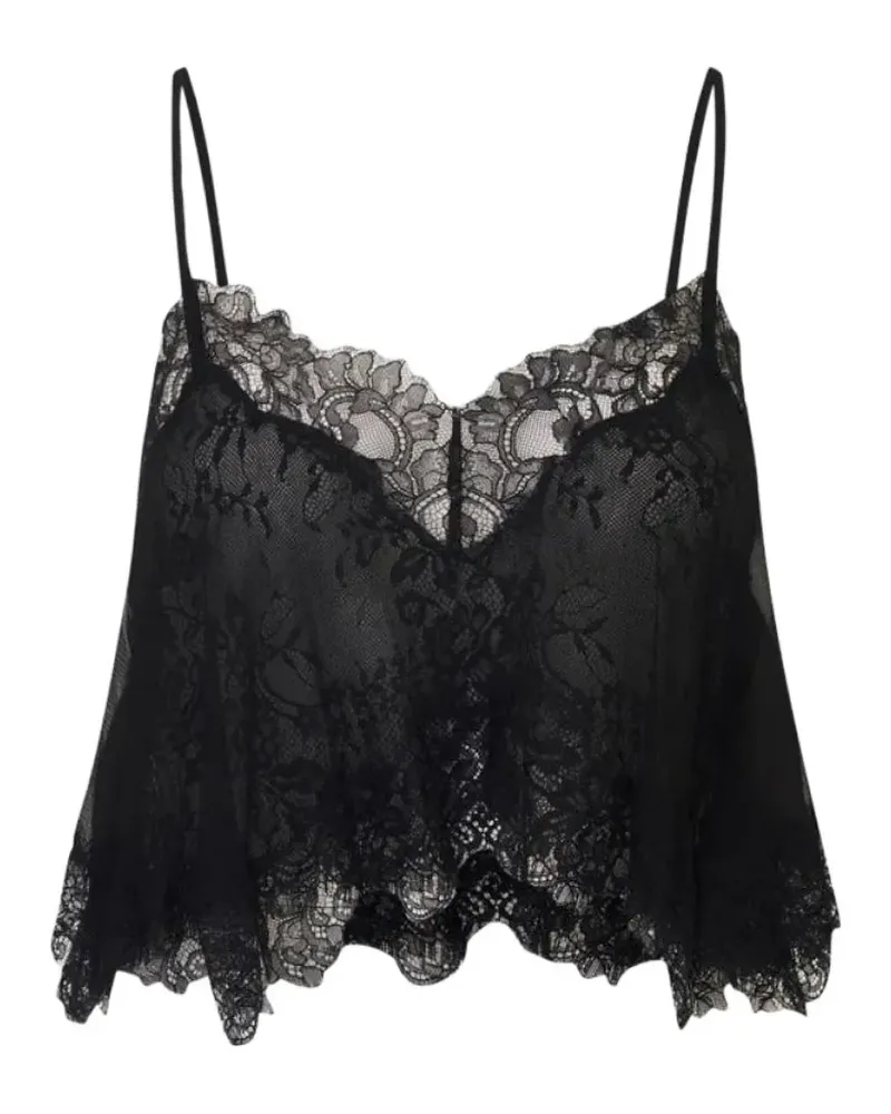 LoveShackFancy lace-detail blouse - Schwarz Schwarz
