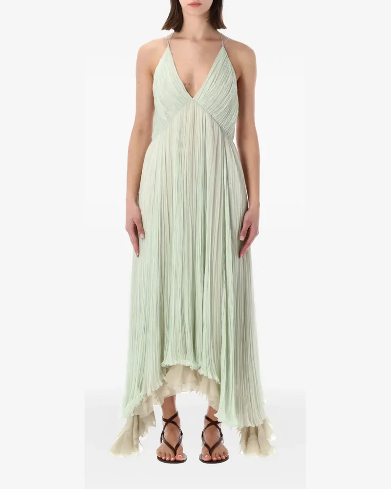 Alberta Ferretti pleated V-neck dress - Grün Grün