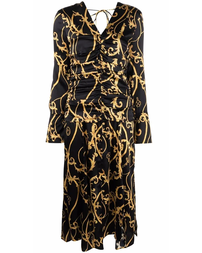 Ganni Kleid mit Print - Schwarz Schwarz
