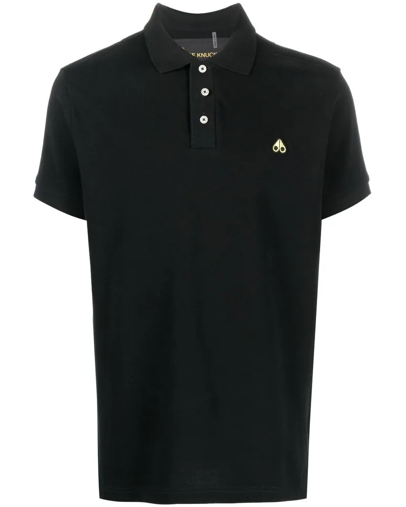 Moose Knuckles Poloshirt mit Logo-Patch - Schwarz Schwarz