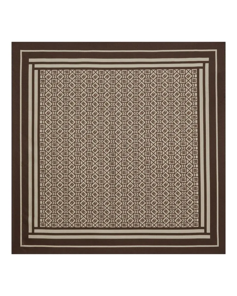 Dolce & Gabbana Seidenschal mit Monogrammmuster - Braun Braun