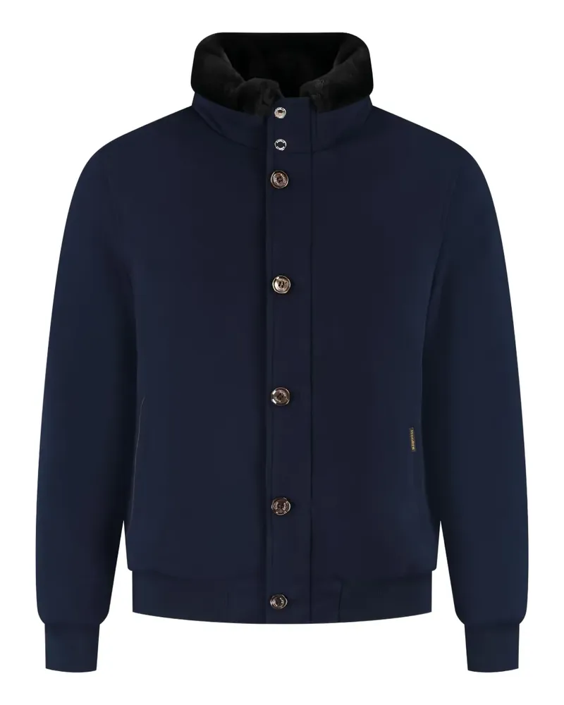 MOORER buttoned fur-collar jacket - Blau Blau