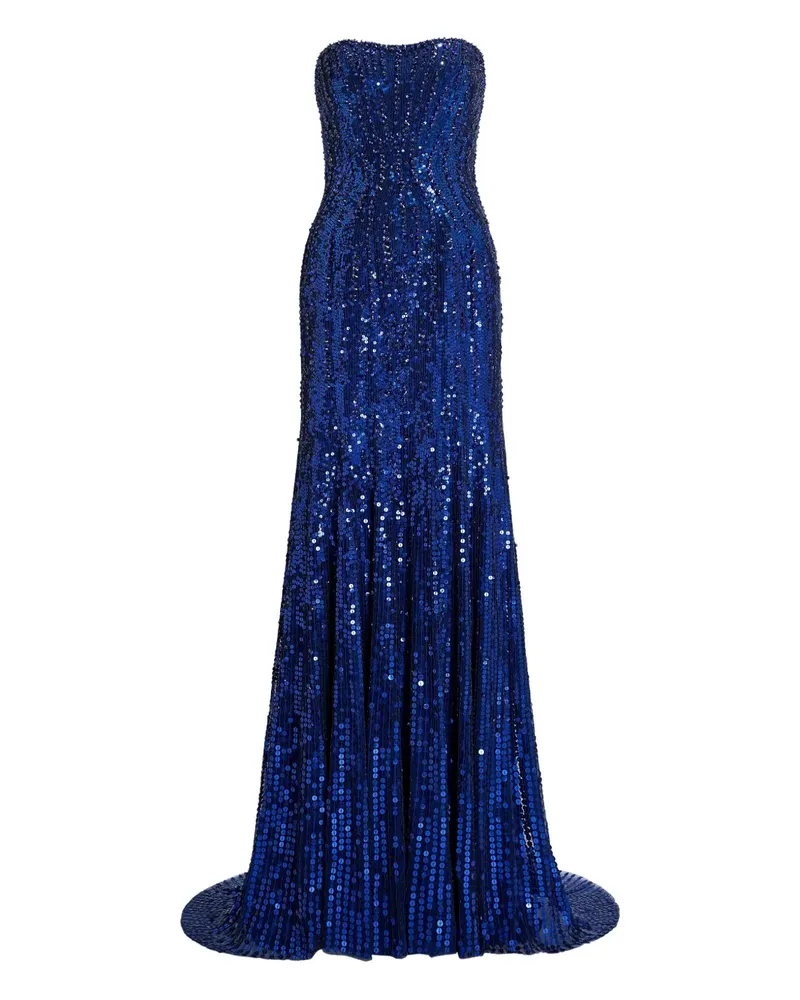 Jenny Packham Maxikleid mit Pailletten - Blau Blau
