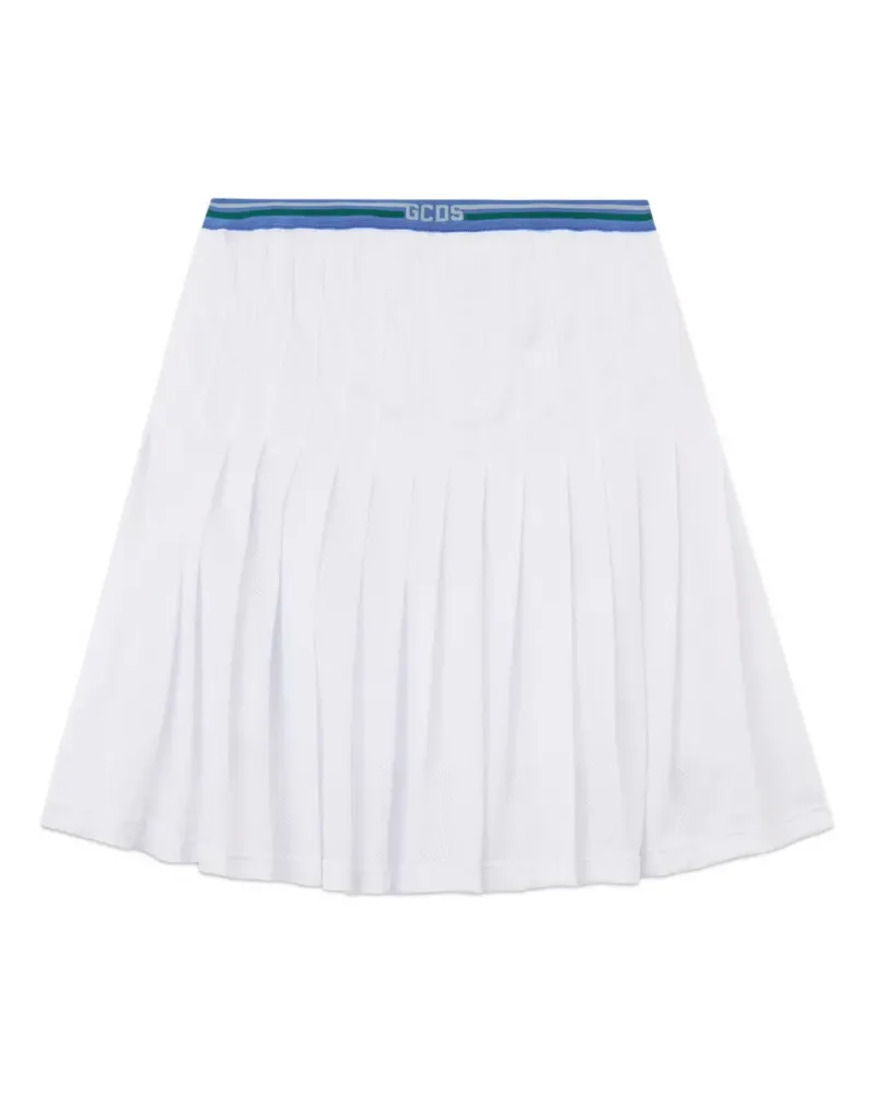 GCDS Faltenminirock mit Logo - Weiß Weiß