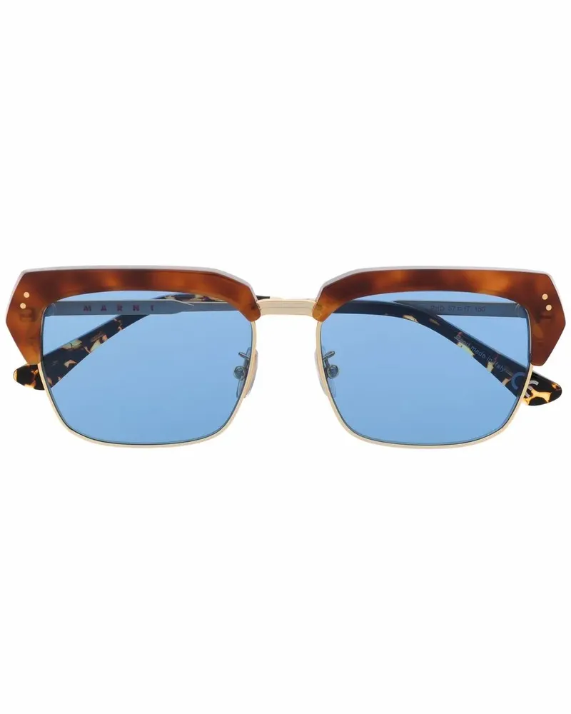 Marni Eckige Sonnenbrille in Schildpattoptik - Blau Blau
