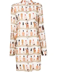 Amir Slama Hemdkleid mit grafischem Print Nude