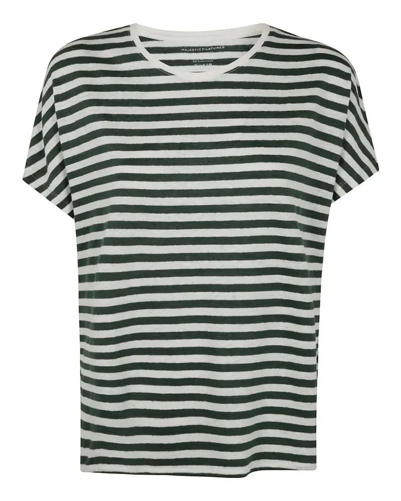 Majestic Gestreiftes T-Shirt - Schwarz Schwarz