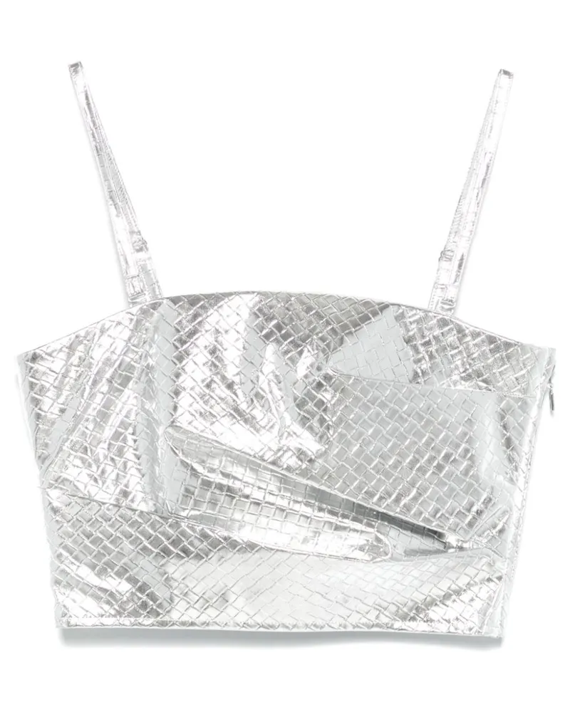 ROTATE Birger Christensen Drapiertes Top mit Flechtdetail - Silber Silber