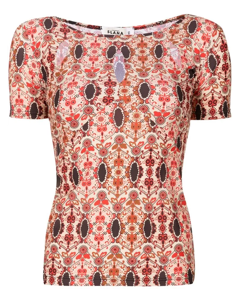 Amir Slama T-Shirt mit Blumen-Print - Rot Rot