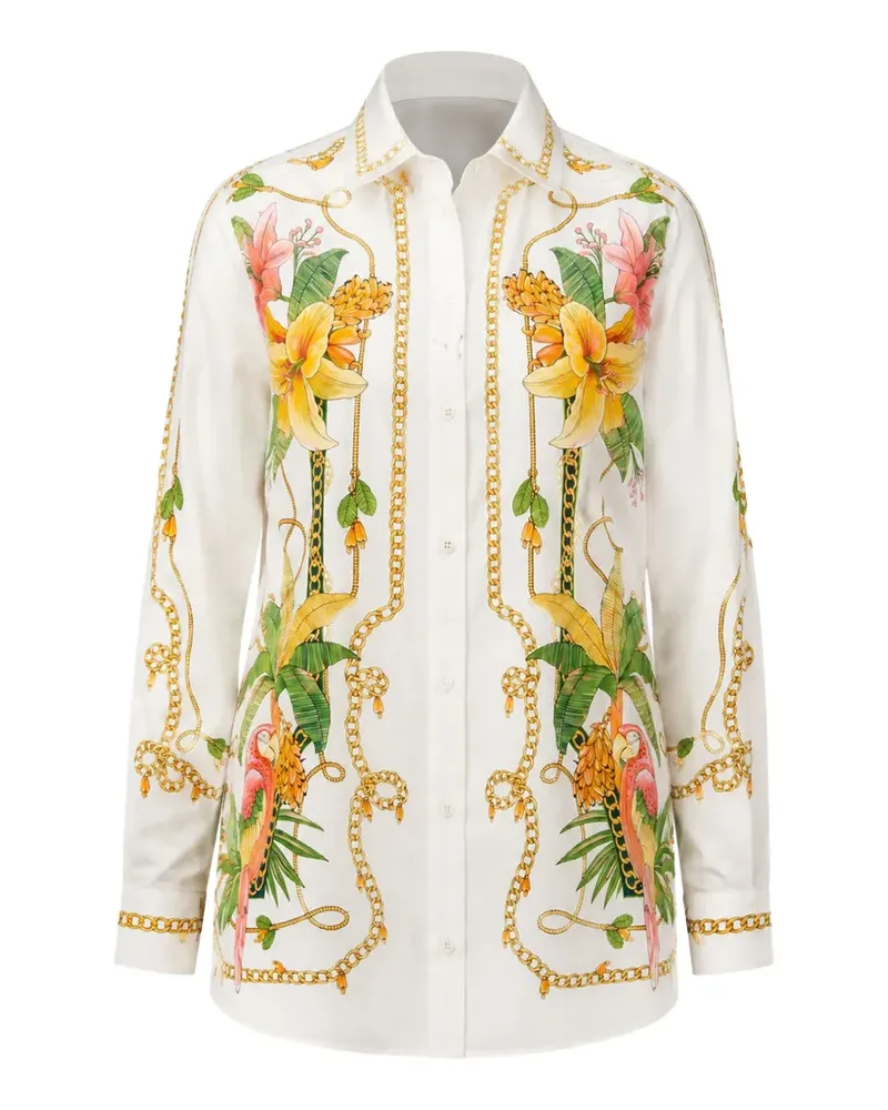 FARM Rio Tropical Royalty-print long-sleeve shirt - Weiß Weiß