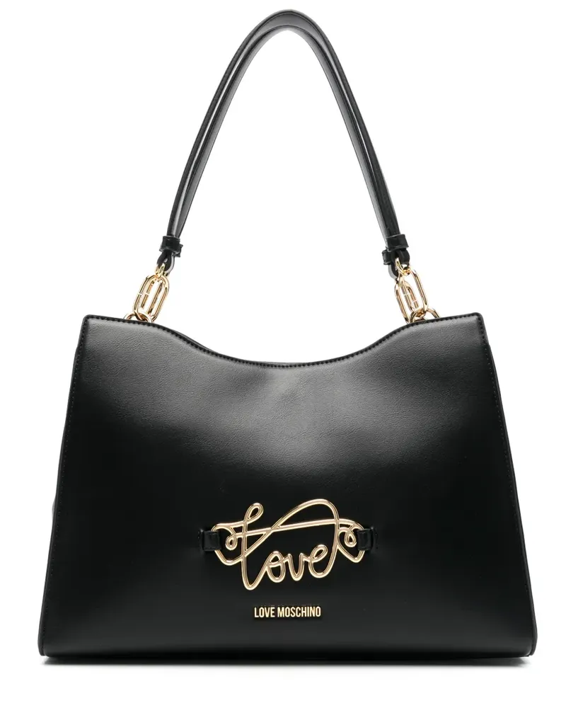 Moschino Handtasche mit Applikationen - Schwarz Schwarz