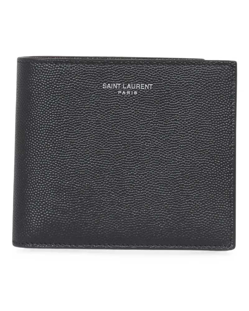 Saint Laurent Paris East/West Portemonnaie mit Münztäschchen aus Grain de Poudre-Leder - Schwarz Schwarz