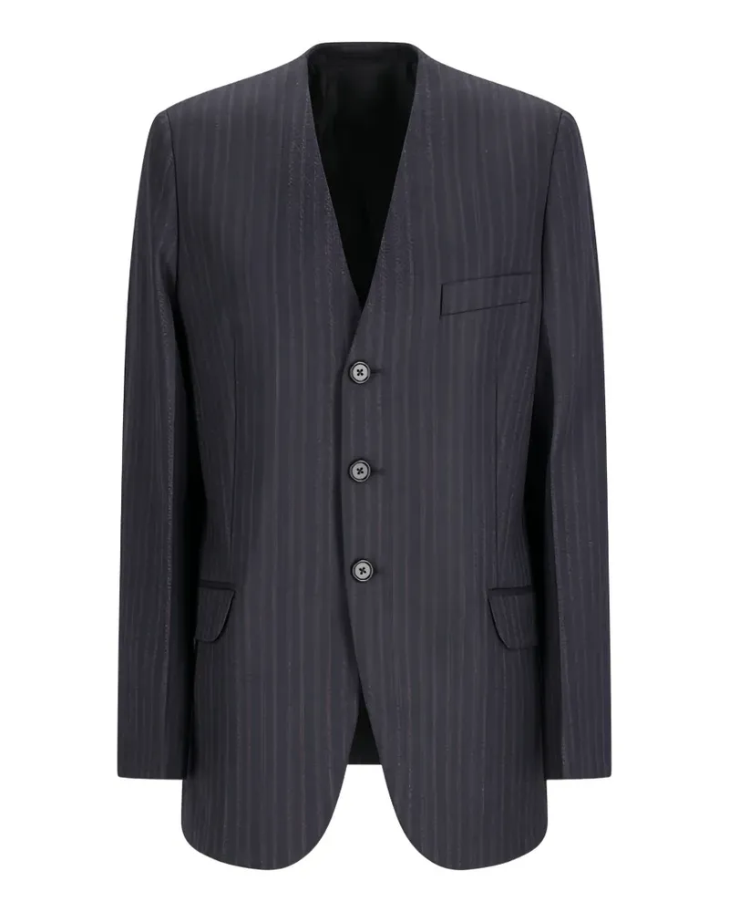 Jil Sander pinstripe collarless jacket - Blau Blau