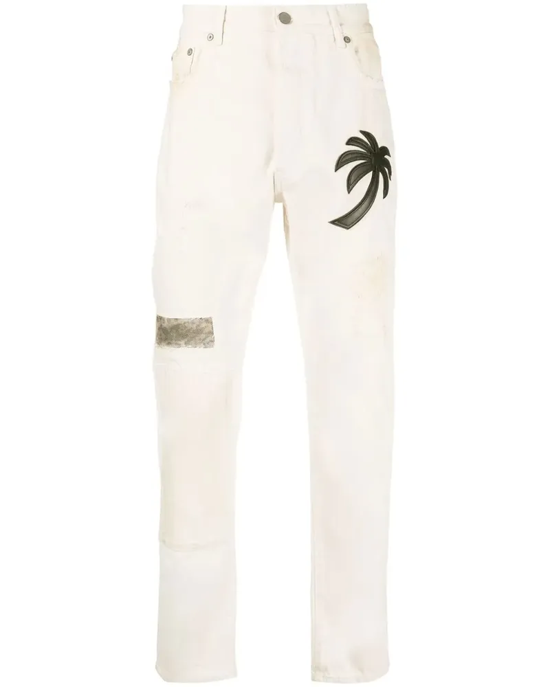 Palm Angels Straight-Leg-Jeans mit Palmen-Patch - Nude Nude