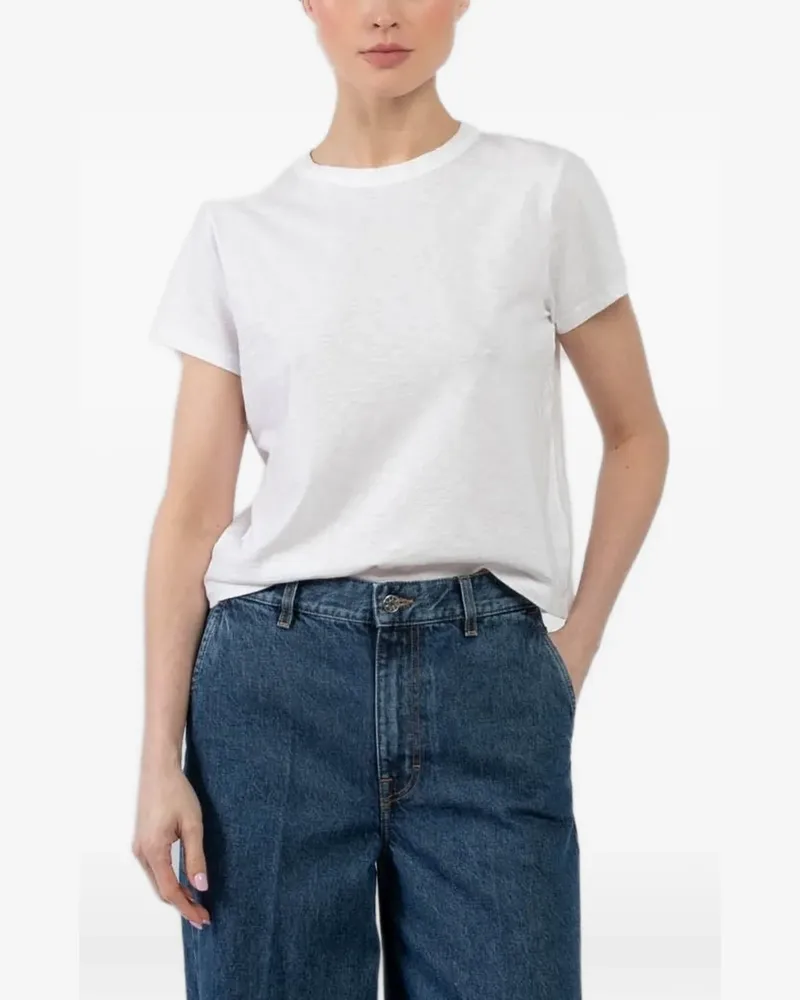 Velvet crew-neck T-shirt - Weiß Weiß