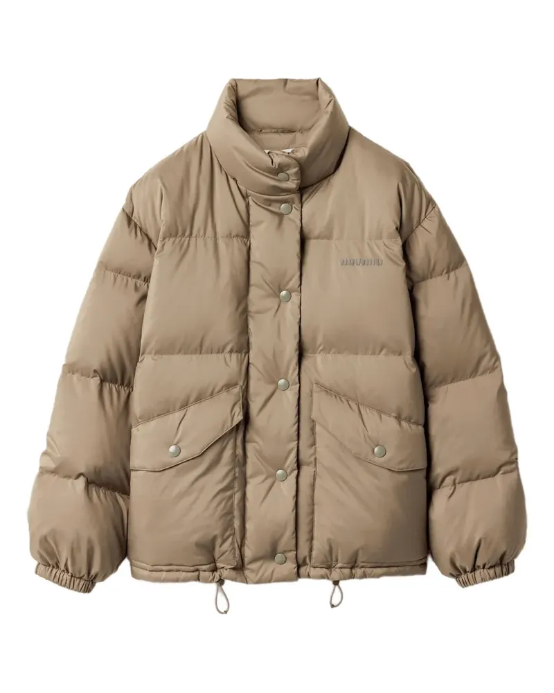 Miu Miu Wattierte Jacke mit Ringkragen - Nude Nude