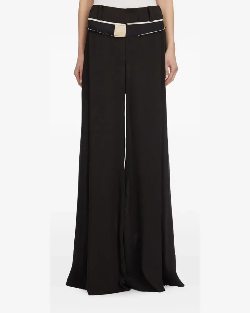 Alessandra Marchi wide ramie trousers - Schwarz Schwarz