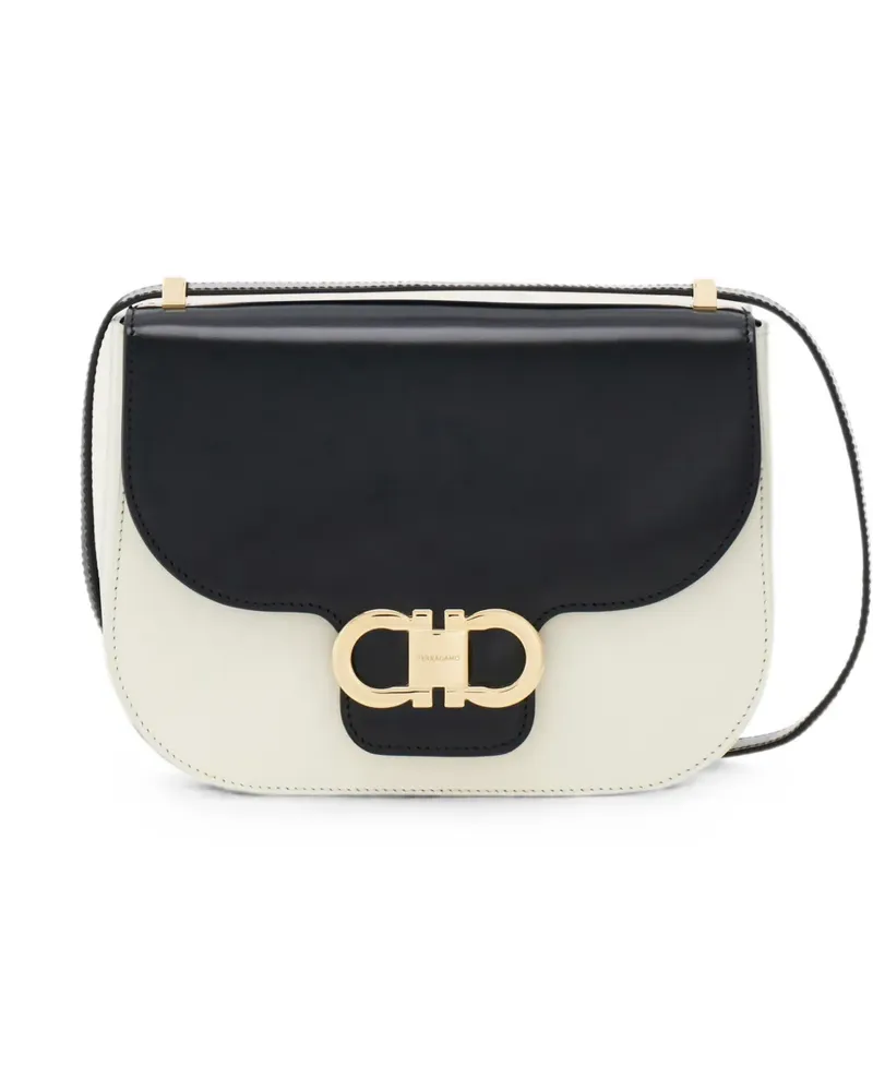 Ferragamo Double Gancini North-South Umhängetasche (XS) - Schwarz Schwarz