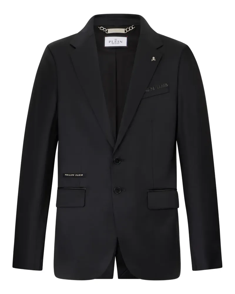 Philipp Plein logo-appliqué blazer - Schwarz Schwarz