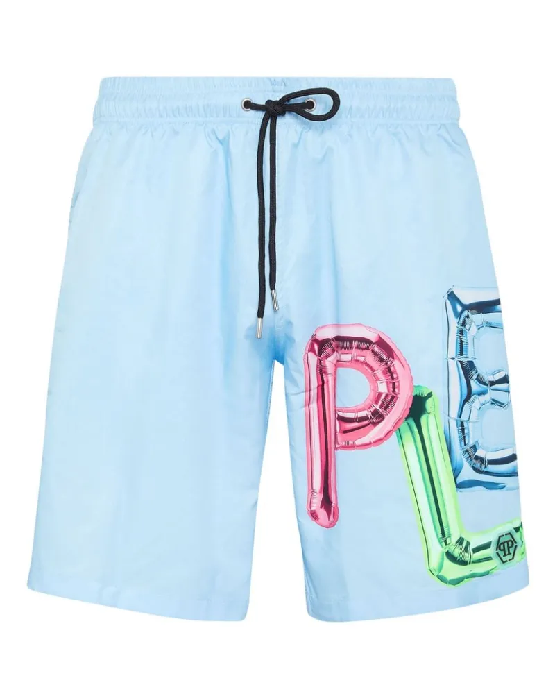 Philipp Plein Bombing Graffiti Badeshorts - Blau Blau