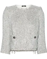 Elisabetta Franchi Kurze Tweed-Jacke Silber