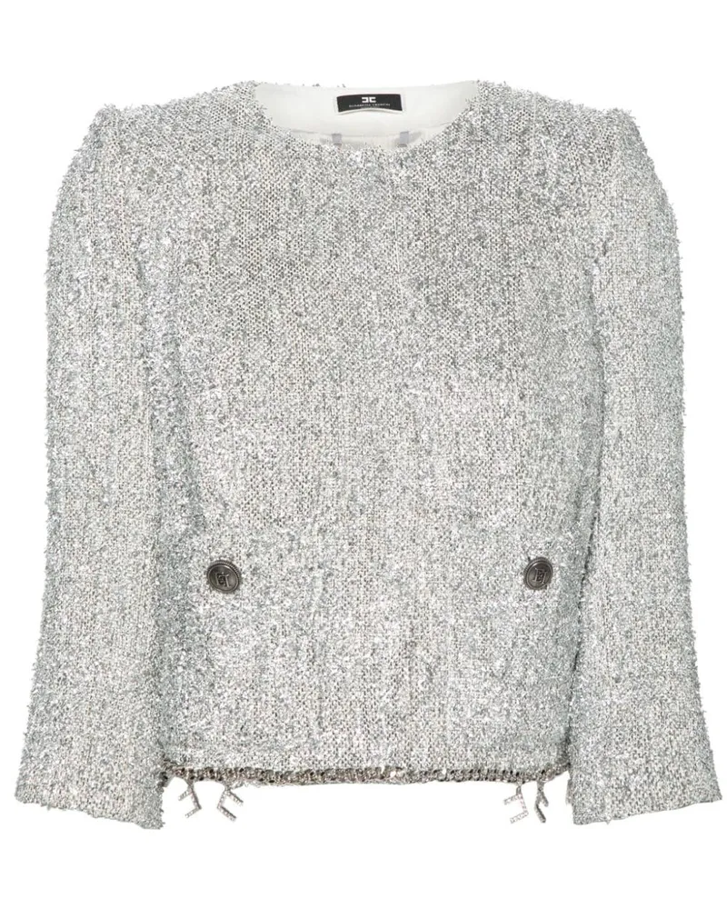 Elisabetta Franchi Kurze Tweed-Jacke Silber