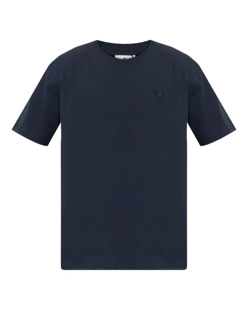 Etro T-Shirt mit Pegaso-Stickerei - Blau Blau