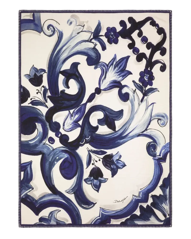 Dolce & Gabbana Decke mit Maiolica-Print (180cm x 140cm) - Weiß Weiß