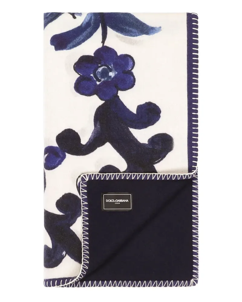 Dolce & Gabbana Decke mit Maiolica-Print (180cm x 140cm) - Weiß Weiß