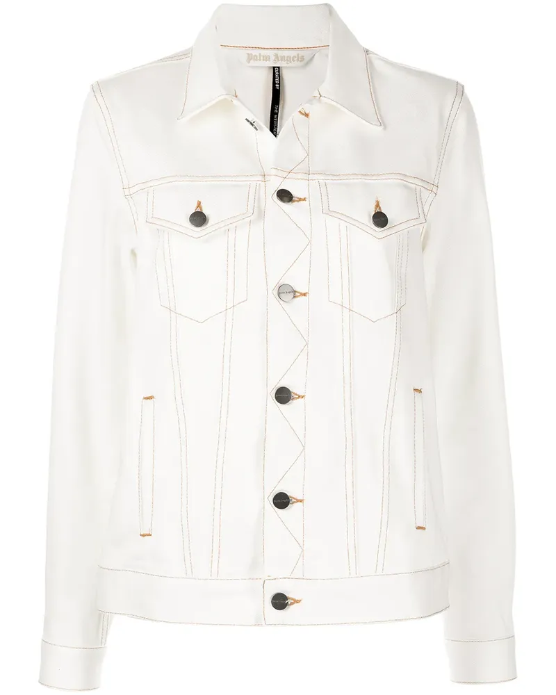 Palm Angels Jeansjacke mit Logo-Print - Weiß Weiß