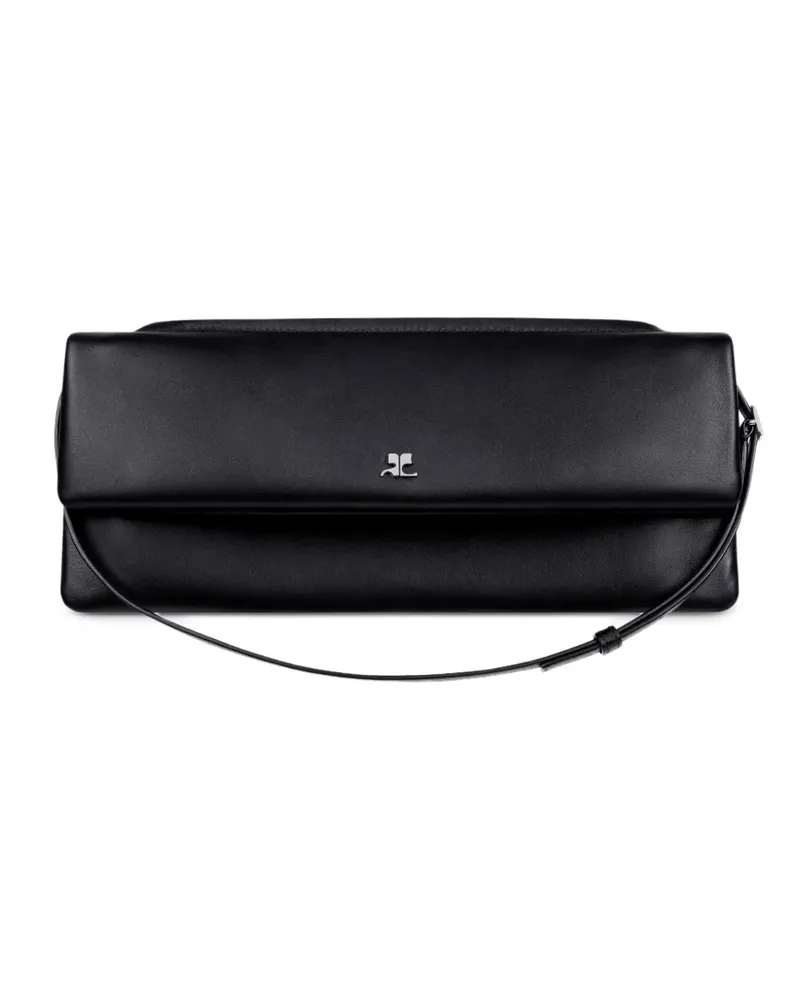 Courrèges leather flap clutch - Schwarz Schwarz