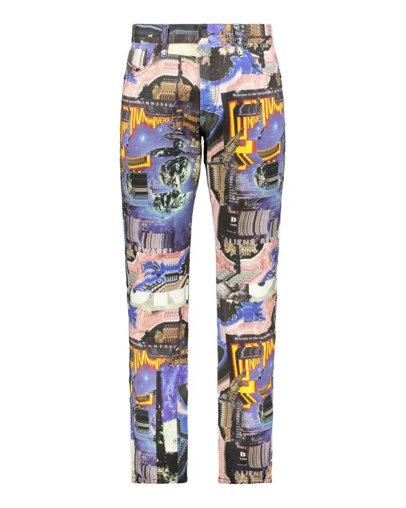 Diesel Jeans mit grafischem Print - Blau Blau