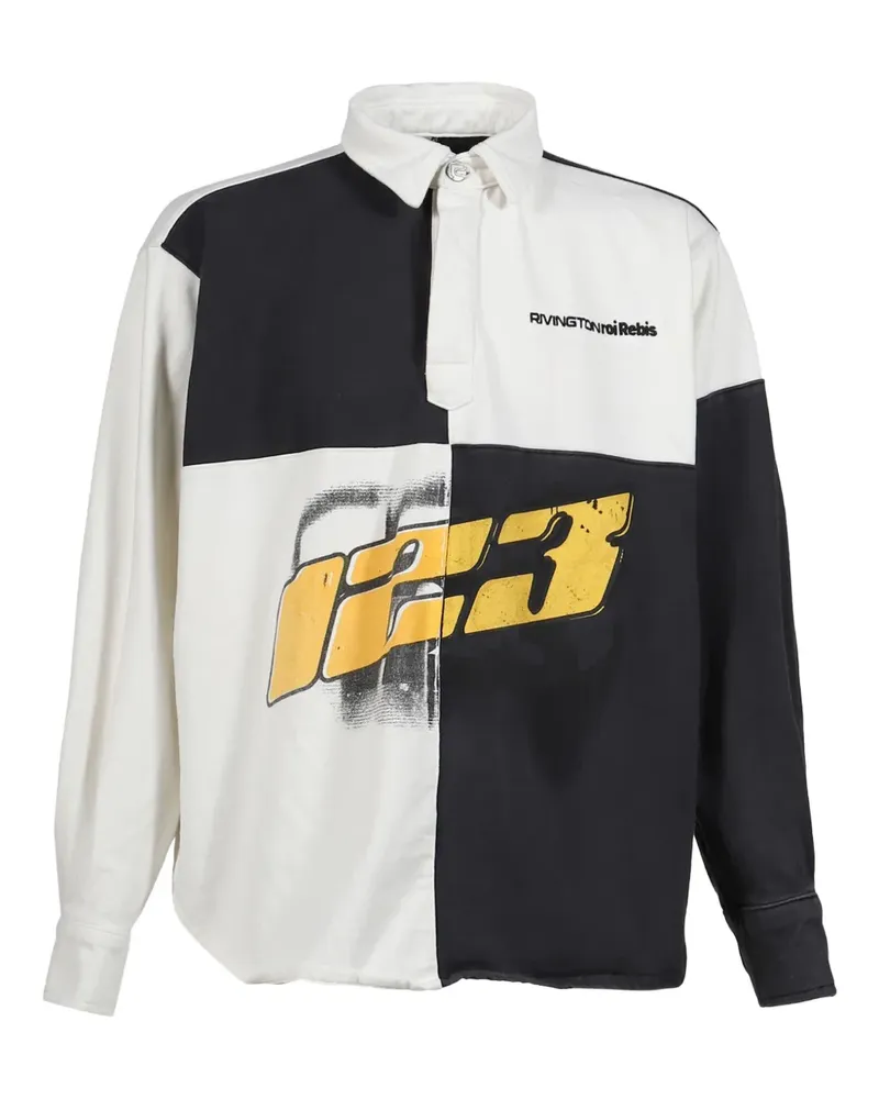 RRR123 Poloshirt in Colour-Block-Optik - Weiß Weiß
