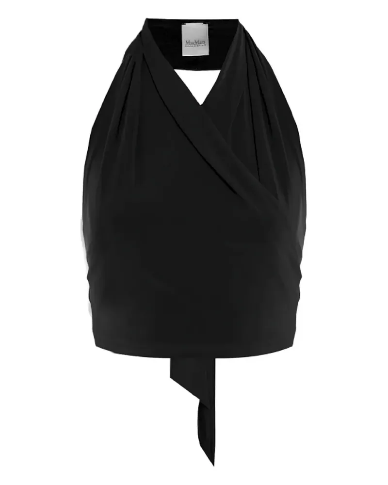 Max Mara Plinio halterneck draped top - Schwarz Schwarz